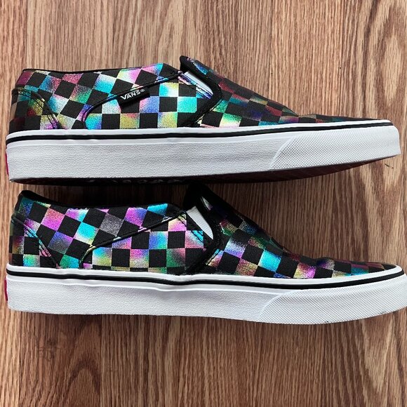VANS Authentic Iridiscent Checkerboard Women's Size 11 Black Multicolor Shoes - Picture 4 of 8